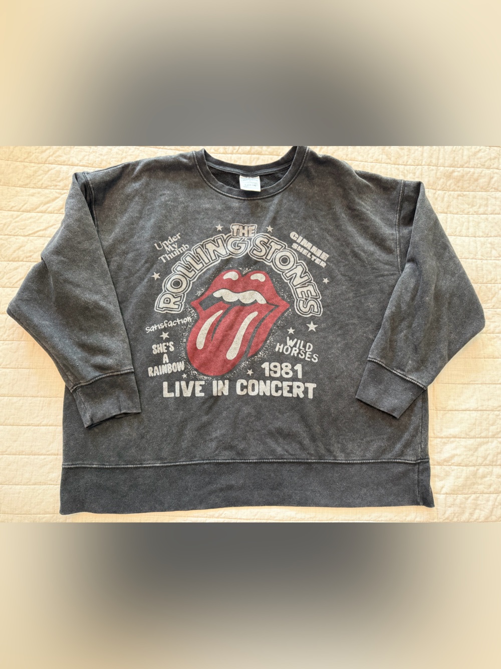 the Rolling Stones Black Sweatshirt with White Tag Logo - Picture 3 of 4